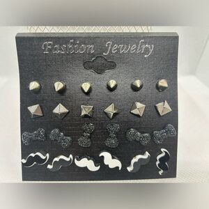 12pc Black and Silver Stud Earring Set New ✨ Pretty Picks Exclusive